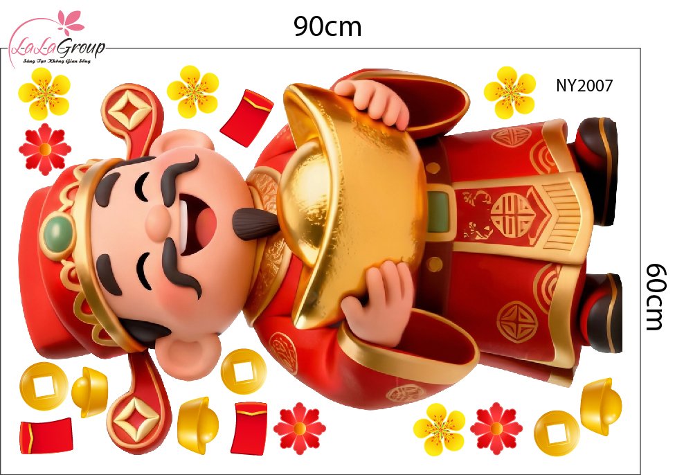 Combo Decal Trang Tr&iacute; Tết 2027 Xu&acirc;n Đinh M&ugrave;i Ph&uacute;c Lộc C&aacute;t Tường