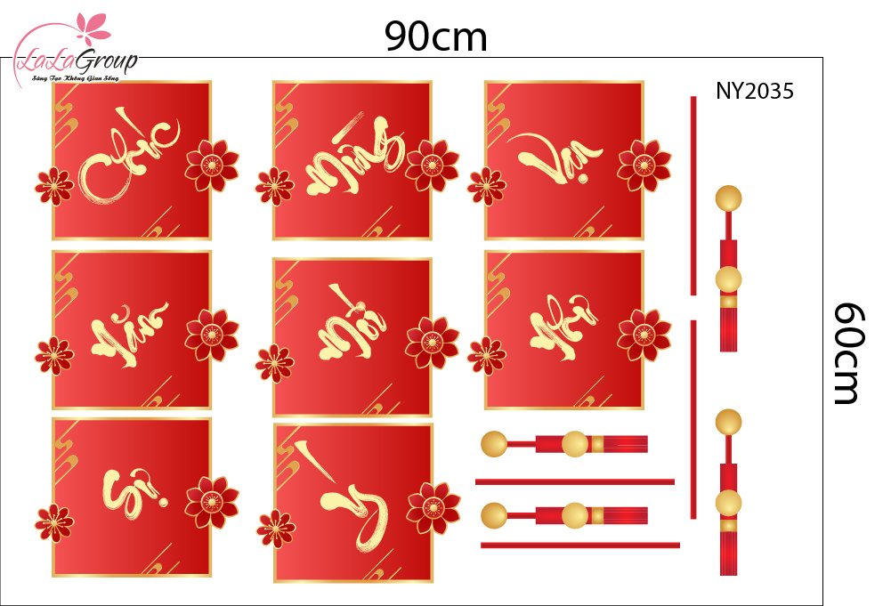 Combo Decal Trang Tr&iacute; Tết Kim M&ugrave;i V&agrave; Thần T&agrave;i Vui Xu&acirc;n 2027