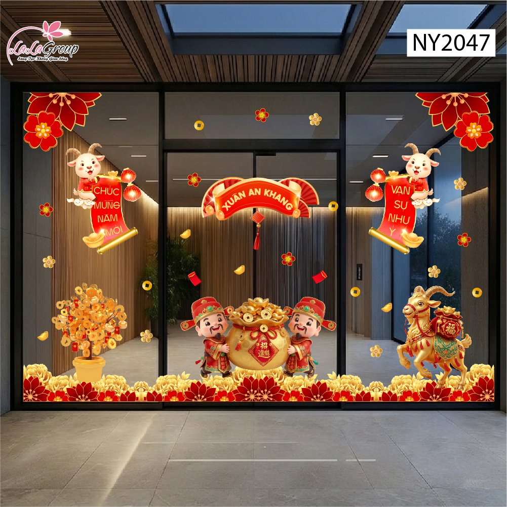 Combo Decal Trang Tr&iacute; Tết Xu&acirc;n An Khang Kim M&ugrave;i T&agrave;i Lộc 2027