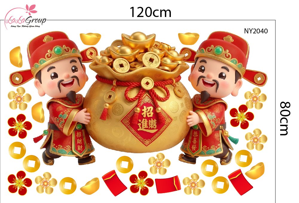 Combo Decal Trang Tr&iacute; Tết Xu&acirc;n An Khang Kim M&ugrave;i T&agrave;i Lộc 2027