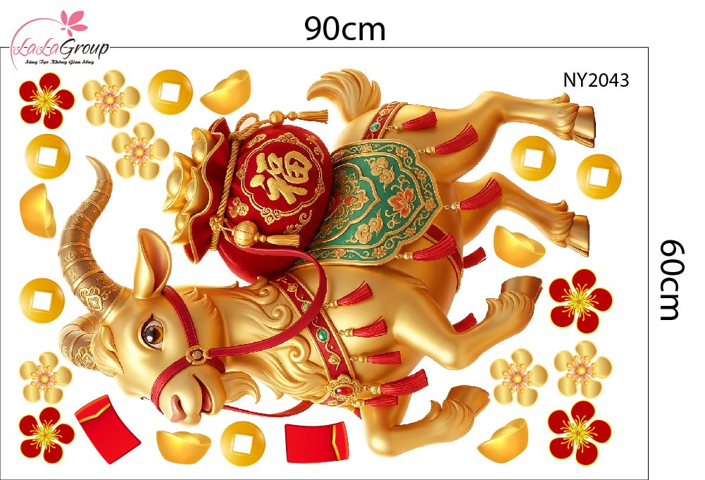 Combo Decal Trang Tr&iacute; Tết Xu&acirc;n An Khang Kim M&ugrave;i T&agrave;i Lộc 2027