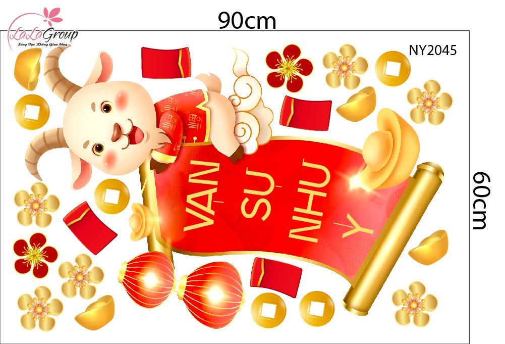 Combo Decal Trang Tr&iacute; Tết Xu&acirc;n An Khang Kim M&ugrave;i T&agrave;i Lộc 2027
