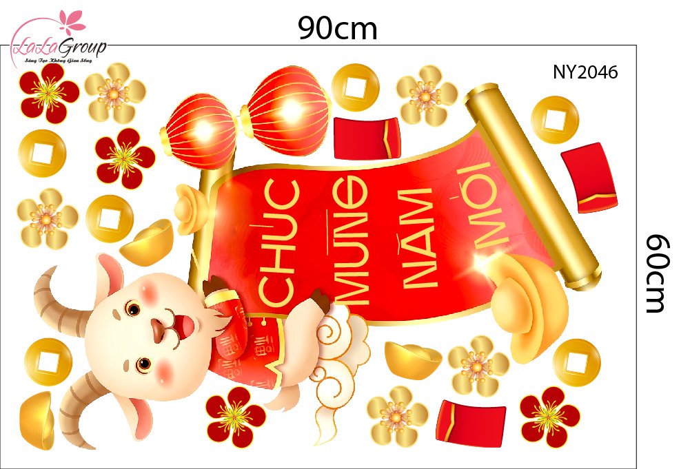 Combo Decal Trang Tr&iacute; Tết Xu&acirc;n An Khang Kim M&ugrave;i T&agrave;i Lộc 2027