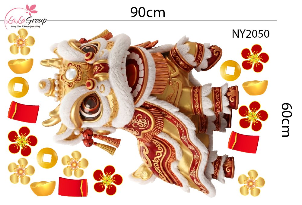 Combo Decal Trang Tr&iacute; Tết 2027 L&acirc;n Sư Rộn R&agrave;ng Đ&oacute;n Xu&acirc;n