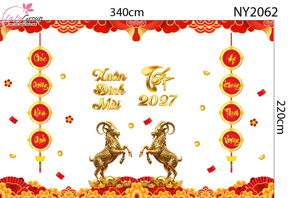 Combo Decal Trang Tr&iacute; Tết 2027 Đinh M&ugrave;i Ph&uacute;c Lộc T&agrave;i Vượng