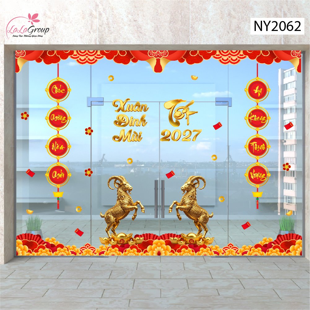Combo Decal Trang Tr&iacute; Tết 2027 Đinh M&ugrave;i Ph&uacute;c Lộc T&agrave;i Vượng