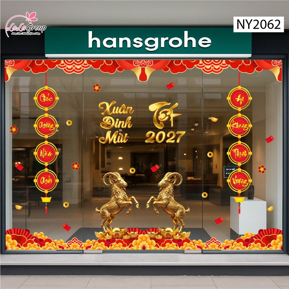 Combo Decal Trang Tr&iacute; Tết 2027 Đinh M&ugrave;i Ph&uacute;c Lộc T&agrave;i Vượng