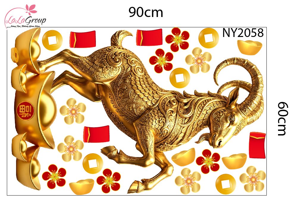 Combo Decal Trang Tr&iacute; Tết 2027 Đinh M&ugrave;i Ph&uacute;c Lộc T&agrave;i Vượng