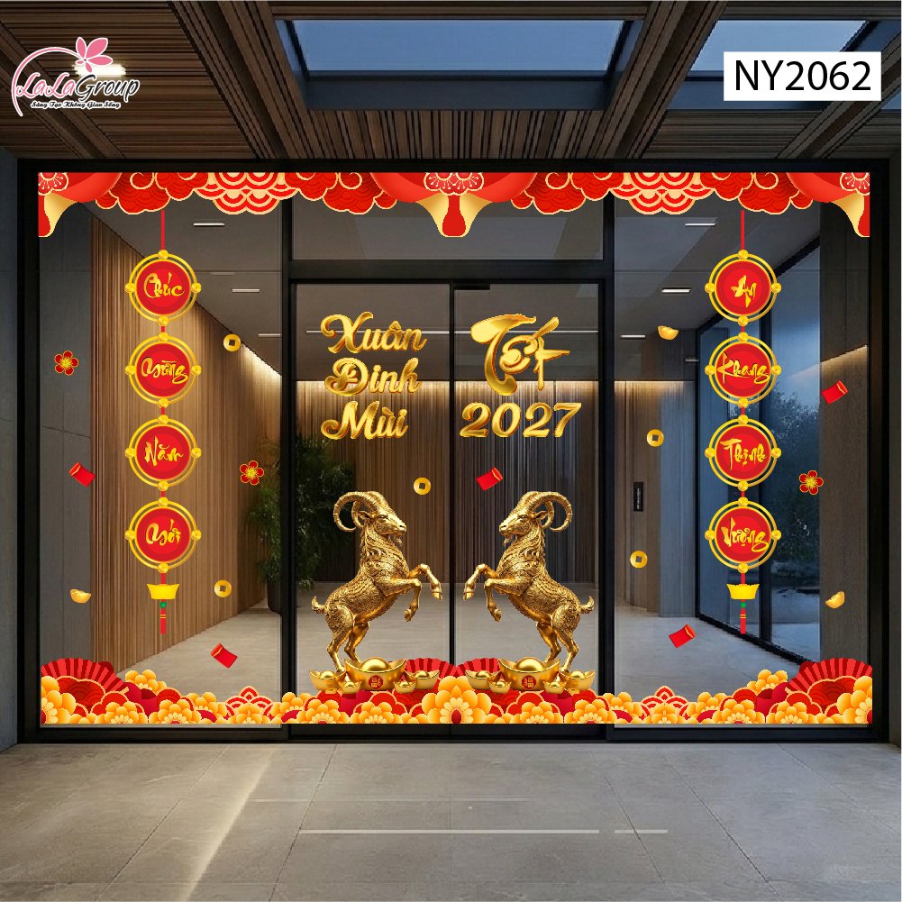 Combo Decal Trang Tr&iacute; Tết 2027 Đinh M&ugrave;i Ph&uacute;c Lộc T&agrave;i Vượng