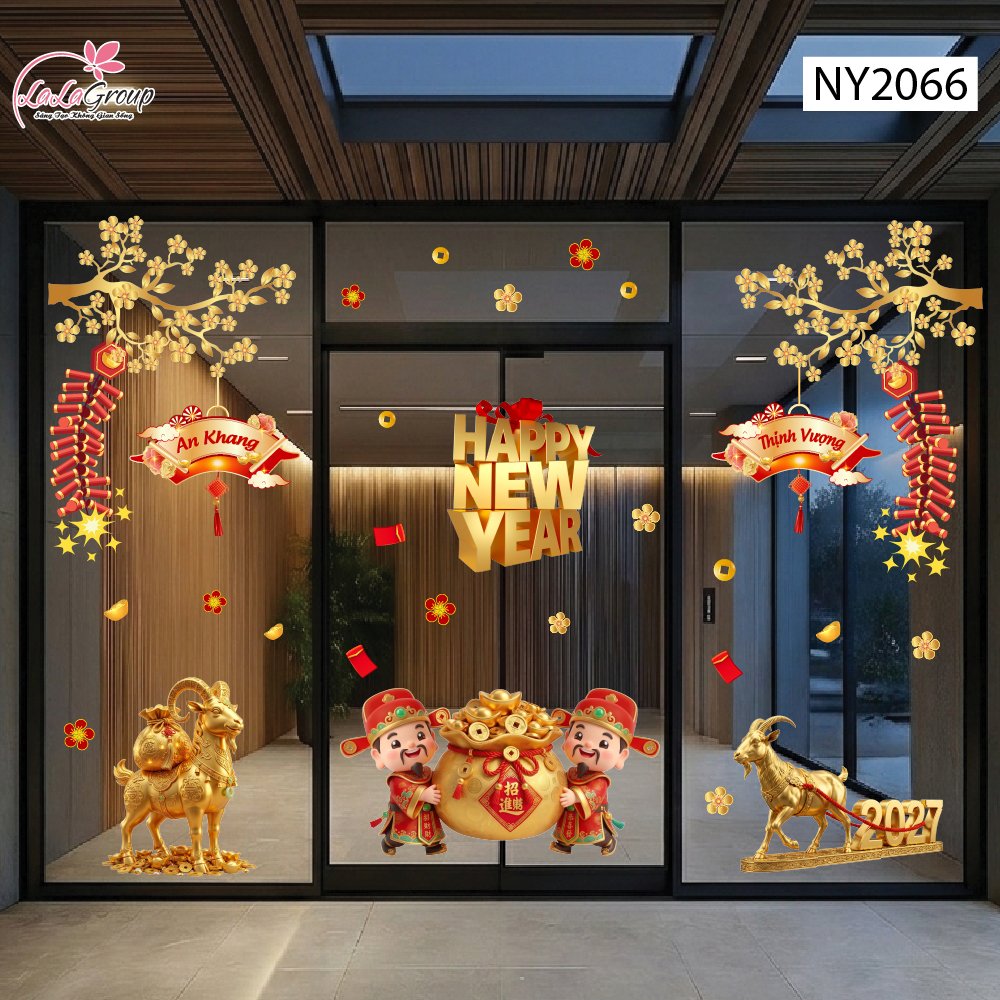 Combo Decal Trang Tr&iacute; Tết Đinh M&ugrave;i Song D&ecirc; Chi&ecirc;u T&agrave;i 2027