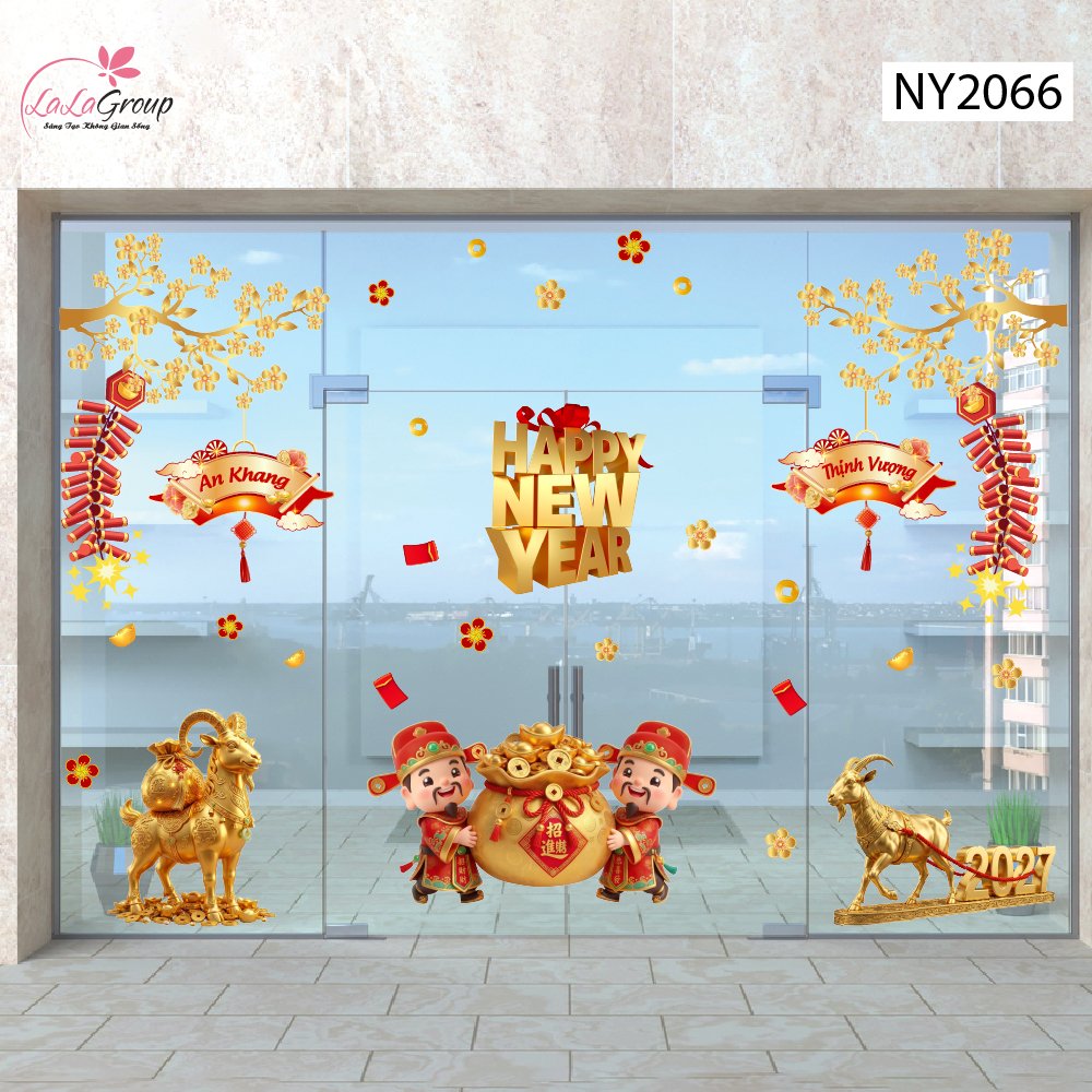 Combo Decal Trang Tr&iacute; Tết Đinh M&ugrave;i Song D&ecirc; Chi&ecirc;u T&agrave;i 2027