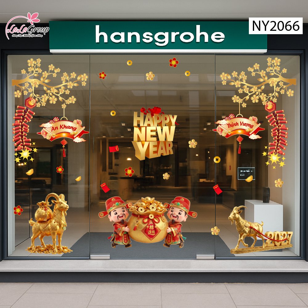 Combo Decal Trang Tr&iacute; Tết Đinh M&ugrave;i Song D&ecirc; Chi&ecirc;u T&agrave;i 2027