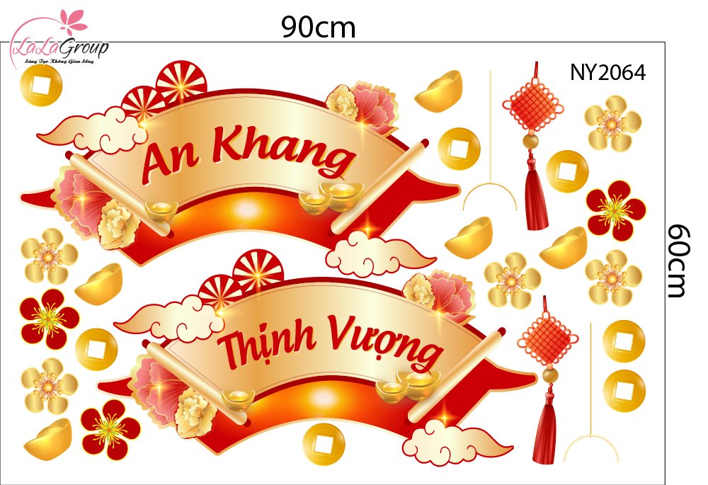 Combo Decal Trang Tr&iacute; Tết Đinh M&ugrave;i Song D&ecirc; Chi&ecirc;u T&agrave;i 2027