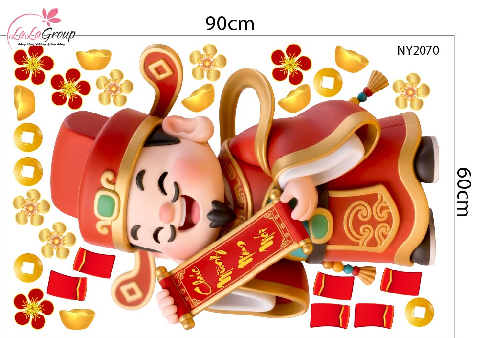 Combo Decal Trang Tr&iacute; Tết Thần T&agrave;i Vui Xu&acirc;n Rước Lộc 2027