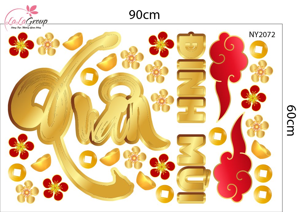 Combo Decal Trang Tr&iacute; Tết Thần T&agrave;i Vui Xu&acirc;n Rước Lộc 2027