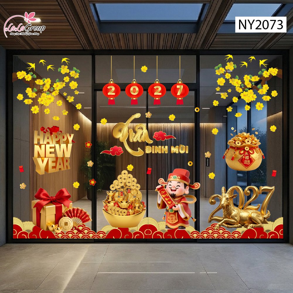 Combo Decal Trang Tr&iacute; Tết Thần T&agrave;i Vui Xu&acirc;n Rước Lộc 2027