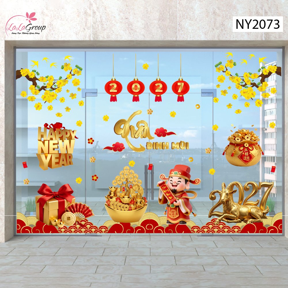 Combo Decal Trang Tr&iacute; Tết Thần T&agrave;i Vui Xu&acirc;n Rước Lộc 2027