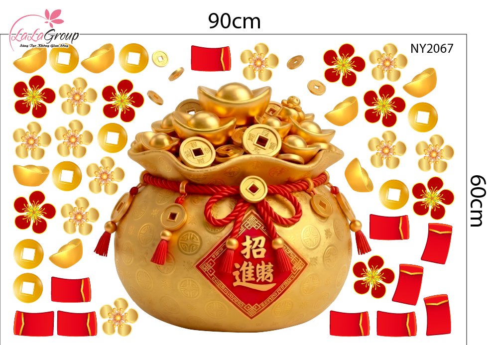 Combo Decal Trang Tr&iacute; Tết Thần T&agrave;i Vui Xu&acirc;n Rước Lộc 2027