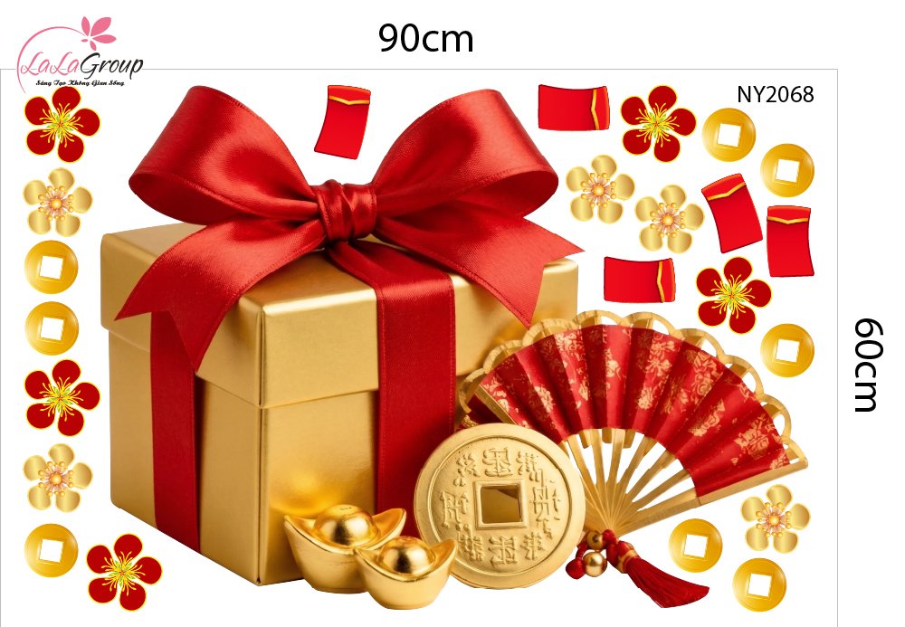 Combo Decal Trang Tr&iacute; Tết Thần T&agrave;i Vui Xu&acirc;n Rước Lộc 2027
