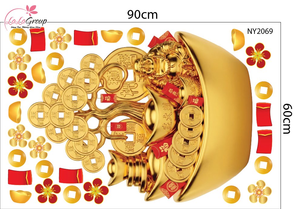 Combo Decal Trang Tr&iacute; Tết Thần T&agrave;i Vui Xu&acirc;n Rước Lộc 2027
