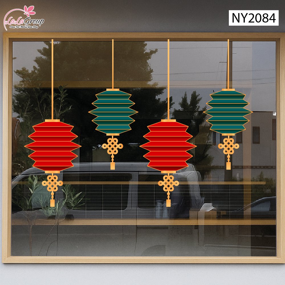 Decal Trang Tr&iacute; Tết Dải Lồng Đ&egrave;n Xếp Đ&oacute;n Xu&acirc;n Ph&uacute; Qu&yacute;