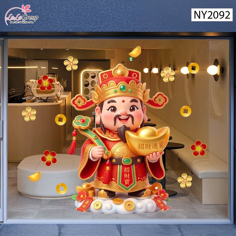Decal Trang Tr&iacute; Tết Thần T&agrave;i Đ&oacute;n Xu&acirc;n T&agrave;i Lộc