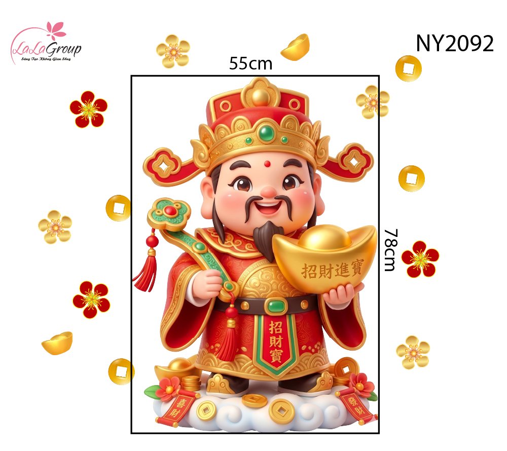 Decal Trang Tr&iacute; Tết Thần T&agrave;i Đ&oacute;n Xu&acirc;n T&agrave;i Lộc