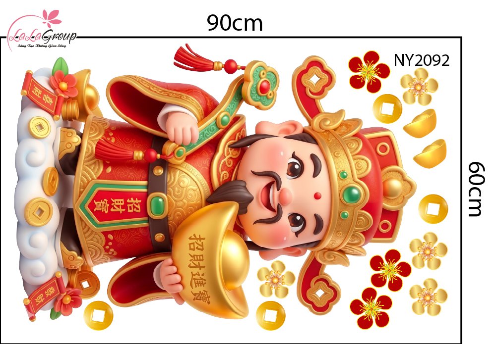 Combo Decal Trang Tr&iacute; Tết Song M&ugrave;i Kim T&agrave;i V&agrave; Thần T&agrave;i Đ&oacute;n Xu&acirc;n 2027