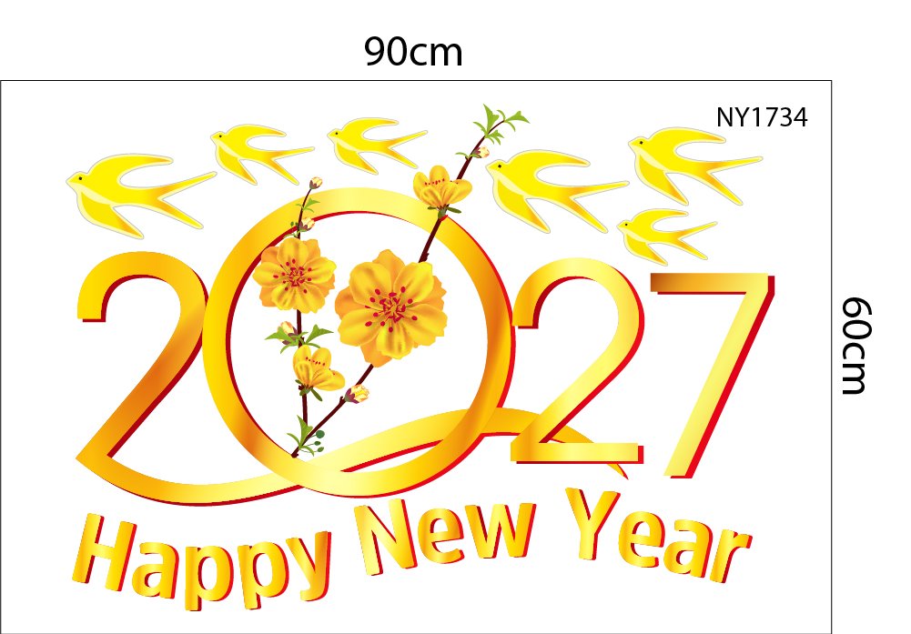 Combo Decal Trang Tr&iacute; Tết Song M&ugrave;i Kim T&agrave;i V&agrave; Thần T&agrave;i Đ&oacute;n Xu&acirc;n 2027