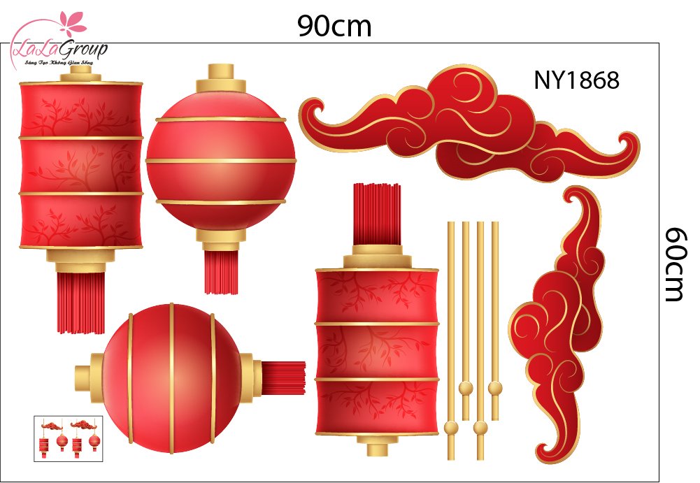Combo Decal Trang Tr&iacute; Tết Song M&ugrave;i Kim T&agrave;i V&agrave; Thần T&agrave;i Đ&oacute;n Xu&acirc;n 2027