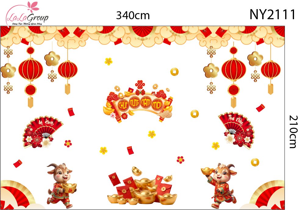 Combo Decal Trang Tr&iacute; Tết Kim M&ugrave;i Rước T&agrave;i Lộc Đ&oacute;n Xu&acirc;n 2027