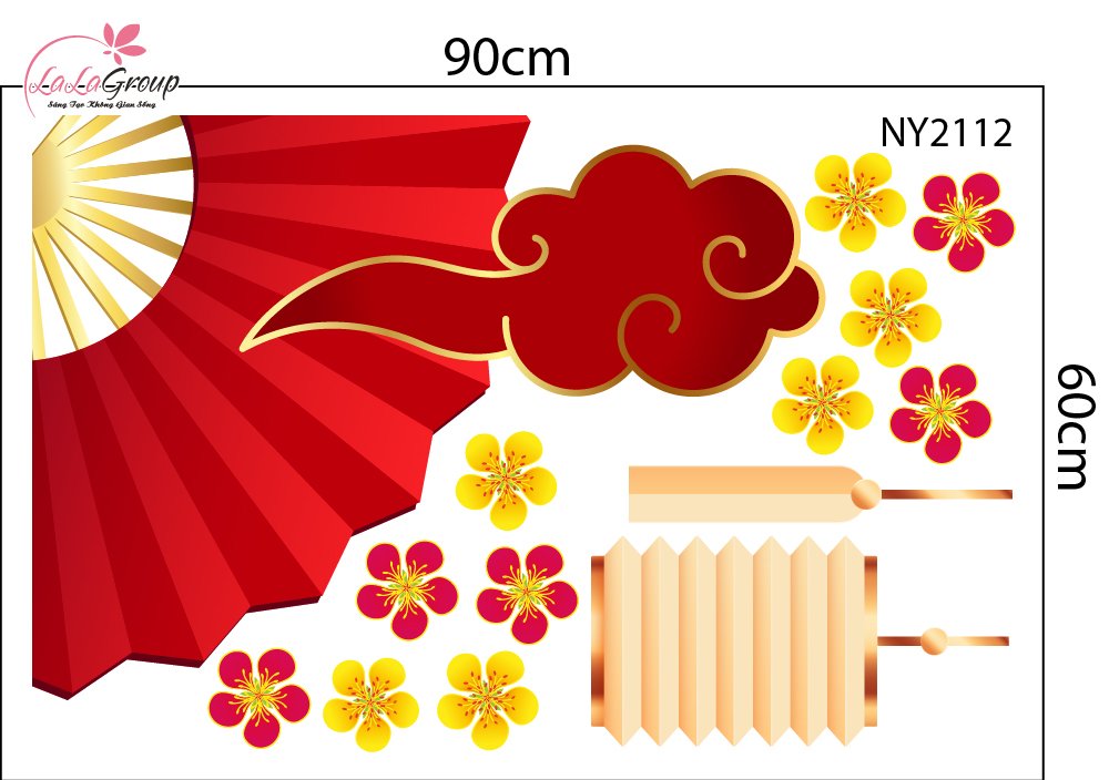 Combo Decal Trang Tr&iacute; Tết T&uacute;i Ph&uacute;c Chi&ecirc;u T&agrave;i V&agrave; Kim M&ugrave;i Ph&uacute; Qu&yacute;