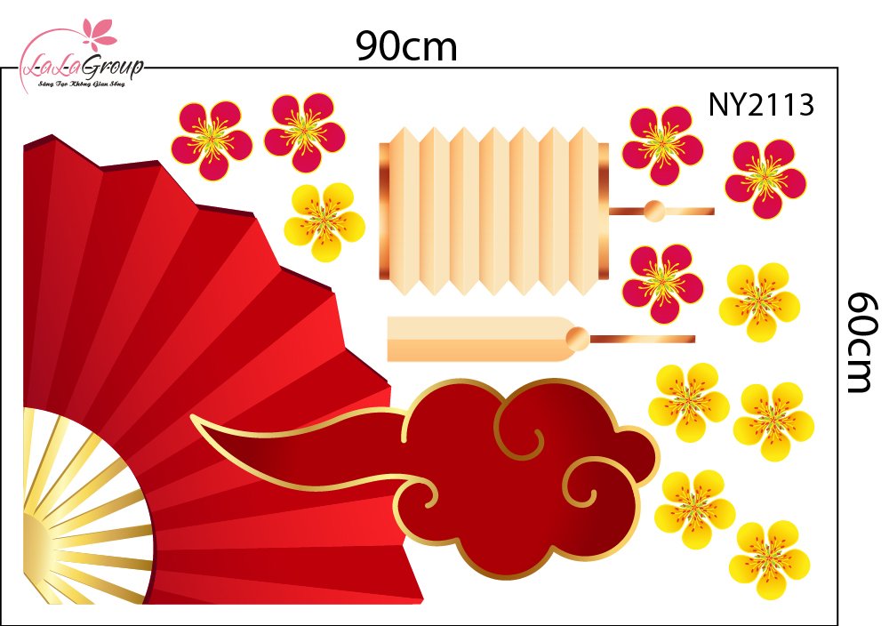 Combo Decal Trang Tr&iacute; Tết T&uacute;i Ph&uacute;c Chi&ecirc;u T&agrave;i V&agrave; Kim M&ugrave;i Ph&uacute; Qu&yacute;