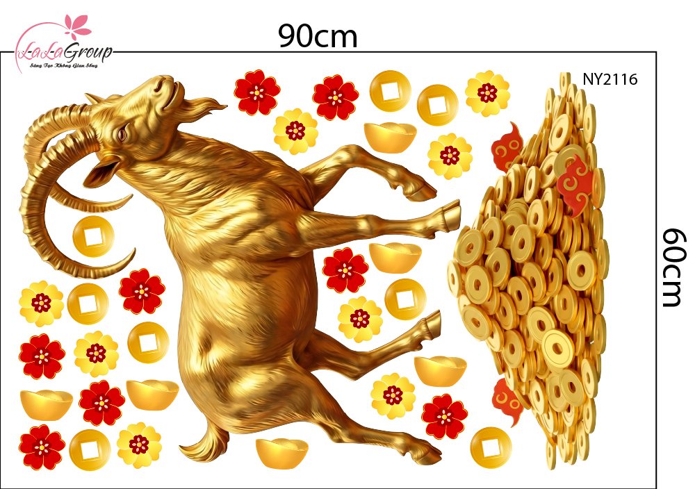 Combo Decal Trang Tr&iacute; Tết T&uacute;i Ph&uacute;c Chi&ecirc;u T&agrave;i V&agrave; Kim M&ugrave;i Ph&uacute; Qu&yacute;