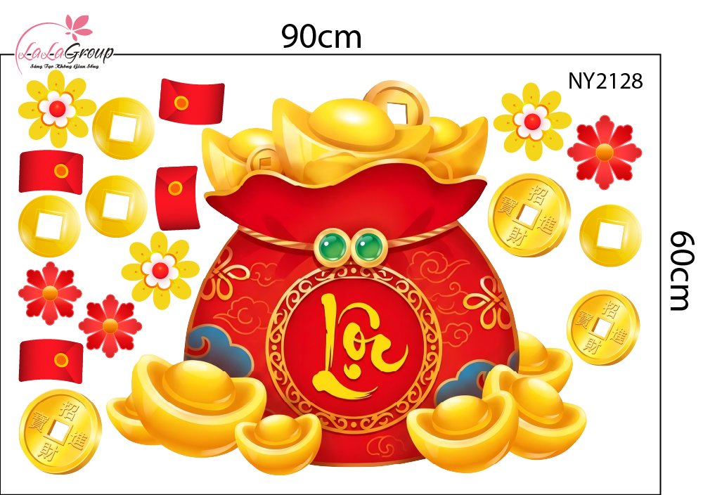 Combo Decal Trang Tr&iacute; Tết 2027 Song L&acirc;n Ph&uacute;c Lộc V&agrave; Hai B&eacute; Vui Xu&acirc;n