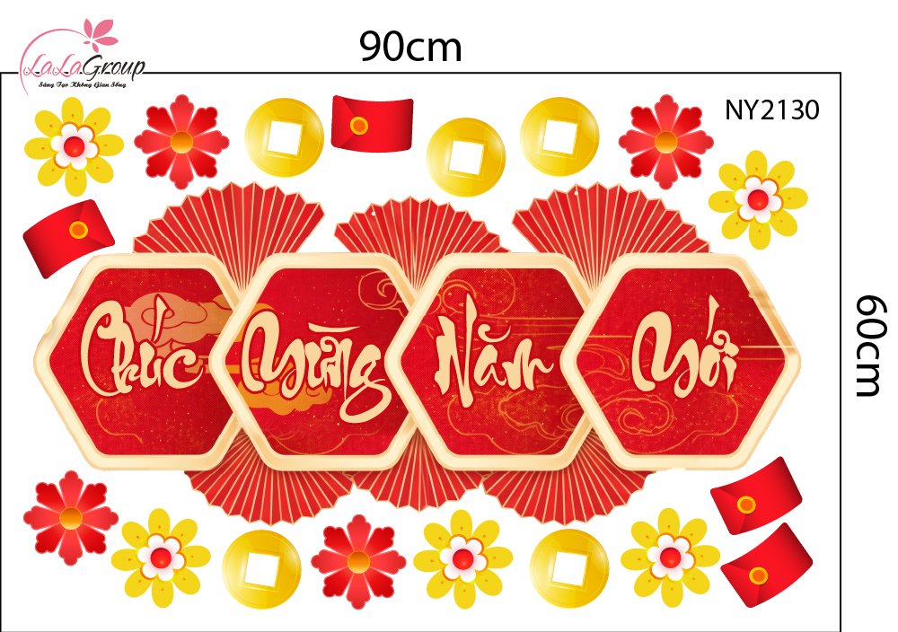 Combo Decal Trang Tr&iacute; Tết 2027 Song L&acirc;n Ph&uacute;c Lộc V&agrave; Hai B&eacute; Vui Xu&acirc;n