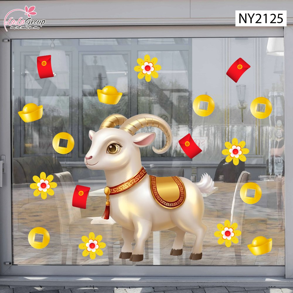 Decal Trang Tr&iacute; Tết Ch&uacute; D&ecirc; Trắng Đ&oacute;n Xu&acirc;n Ph&uacute; Qu&yacute;