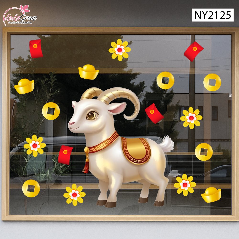 Decal Trang Tr&iacute; Tết Ch&uacute; D&ecirc; Trắng Đ&oacute;n Xu&acirc;n Ph&uacute; Qu&yacute;