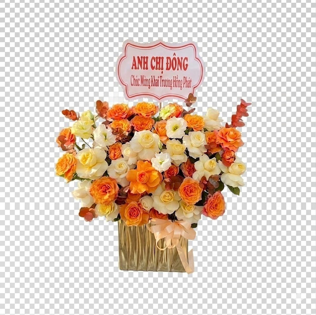 Chậu Hoa Hồng Vàng Cam Rực Rỡ Sắc Màu