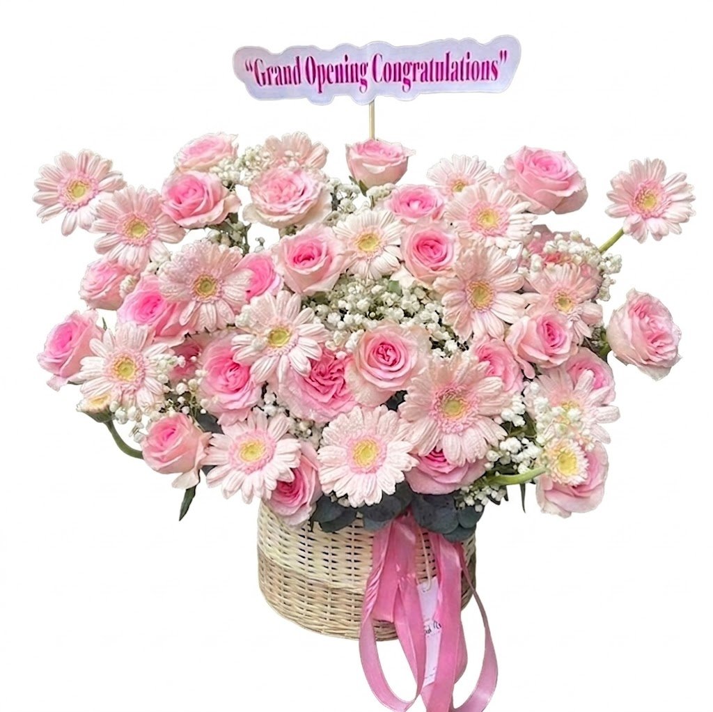 Giỏ Hoa Đồng Tiền Mix Hoa Hồng Đại Lợi