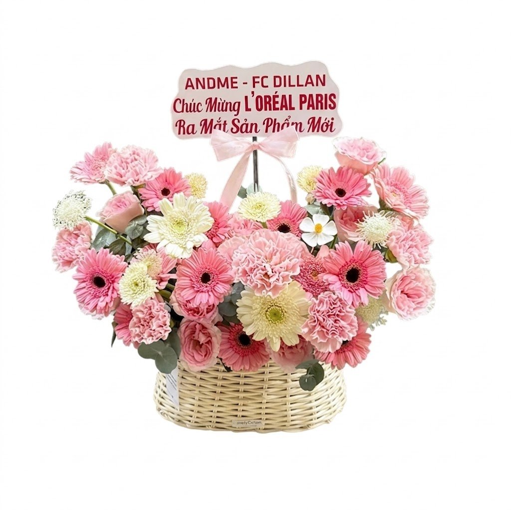 Giỏ Hoa Đồng Tiền Mix Cẩm Chướng Trang Nh&atilde;