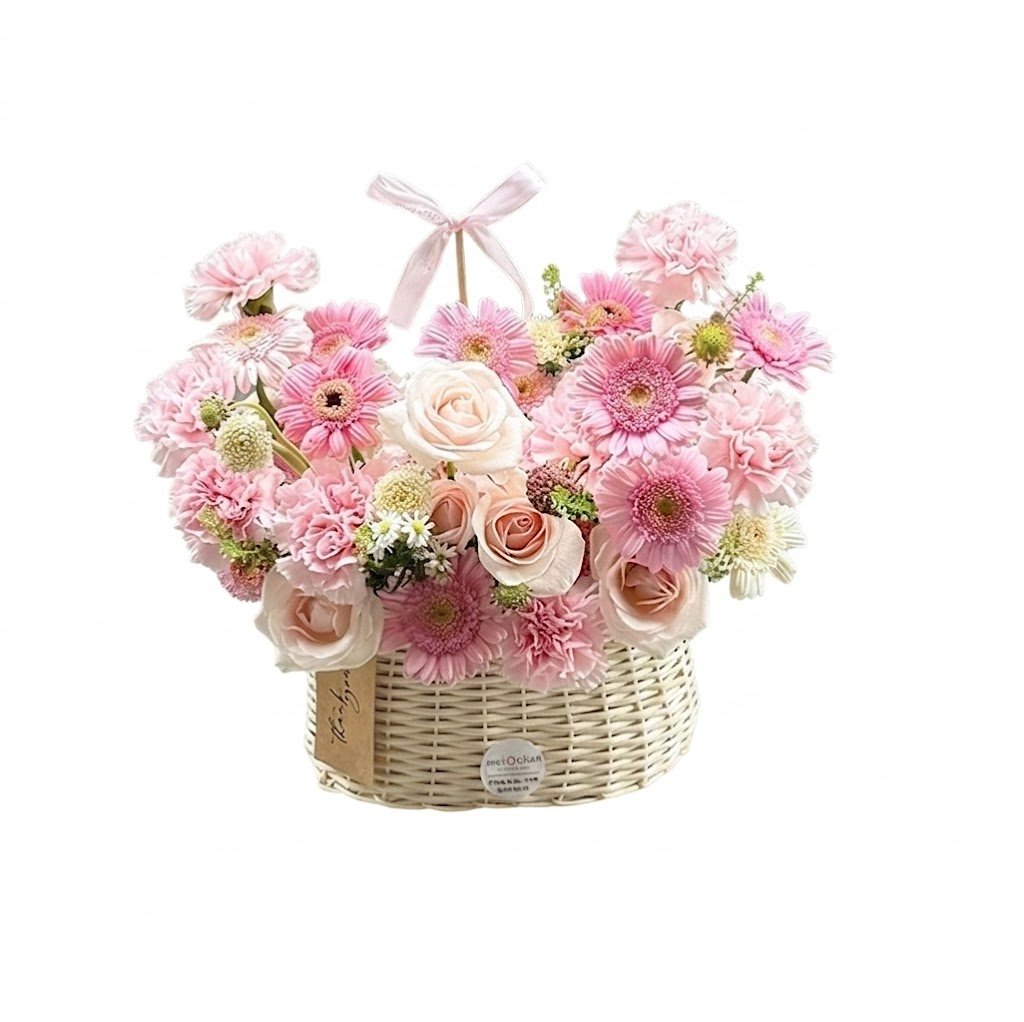 Giỏ Hoa Hồng Mix Đồng Tiền Trang Nh&atilde;