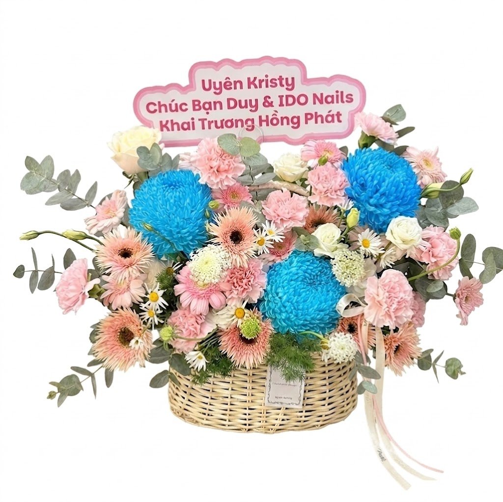 Giỏ Hoa C&uacute;c Mẫu Đơn Xanh Hy Vọng