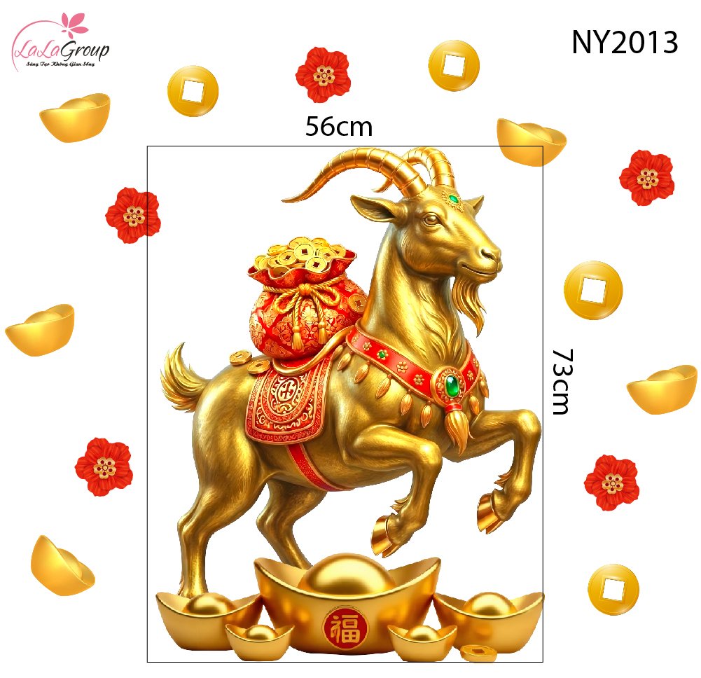 Decal Trang Tr&iacute; Tết Đinh M&ugrave;i D&ecirc; V&agrave;ng Ph&uacute; Qu&yacute; T&agrave;i Lộc
