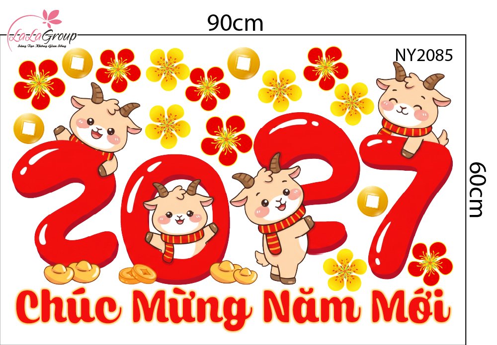 Combo Decal Trang Tr&iacute; Tết Hai B&eacute; Vui Xu&acirc;n V&agrave; L&acirc;n Ch&uacute;c Ph&uacute;c 2027