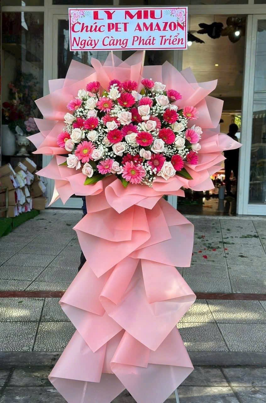 Kệ Hoa Khai Trương Tone Hồng Tương Lai Nở Rộ