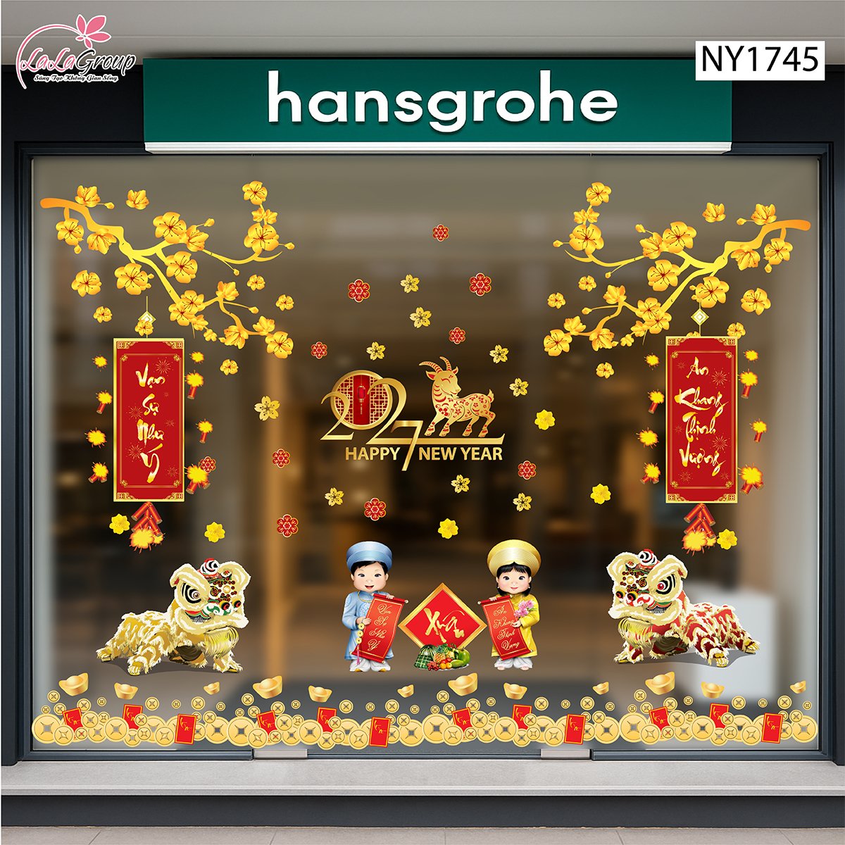 Combo Decal Trang Tr&iacute; Tết Xu&acirc;n Đinh M&ugrave;i 2027 Vạn Sự Như &Yacute;
