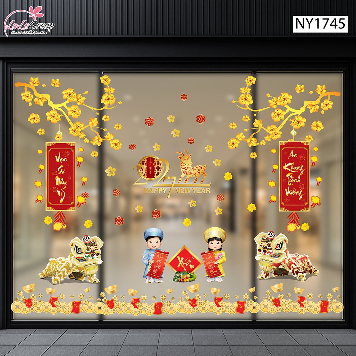 Combo Decal Trang Tr&iacute; Tết Xu&acirc;n Đinh M&ugrave;i 2027 Vạn Sự Như &Yacute;