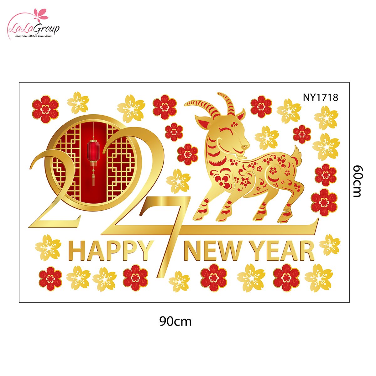 Combo Decal Trang Tr&iacute; Tết &Eacute;n V&agrave;ng Đ&oacute;n Xu&acirc;n Đinh M&ugrave;i 2027