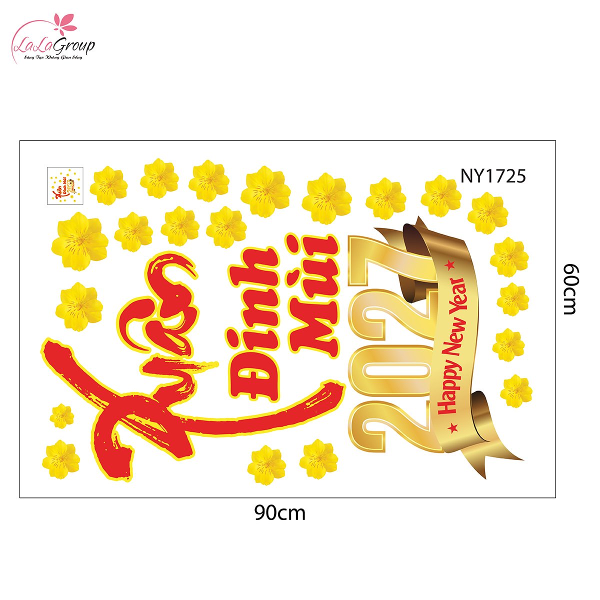 Combo Decal Trang Tr&iacute; Tết Mừng Xu&acirc;n Đinh M&ugrave;i T&agrave;i Lộc May Mắn 2027